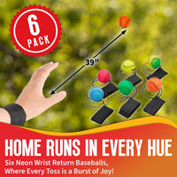 Playbees 12 neon wrist baseballs on elastic cords with Velcro wristbands - view 12