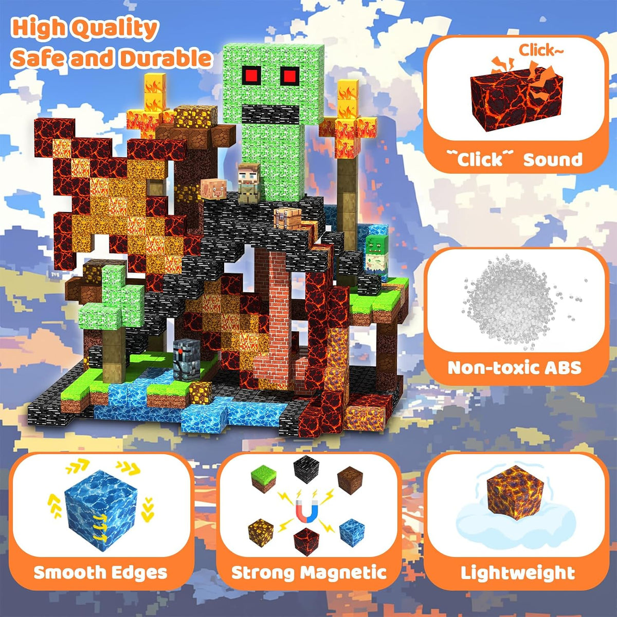 SSAWER 48 piece magnetic blocks travel set with colorful building cubes - view 12