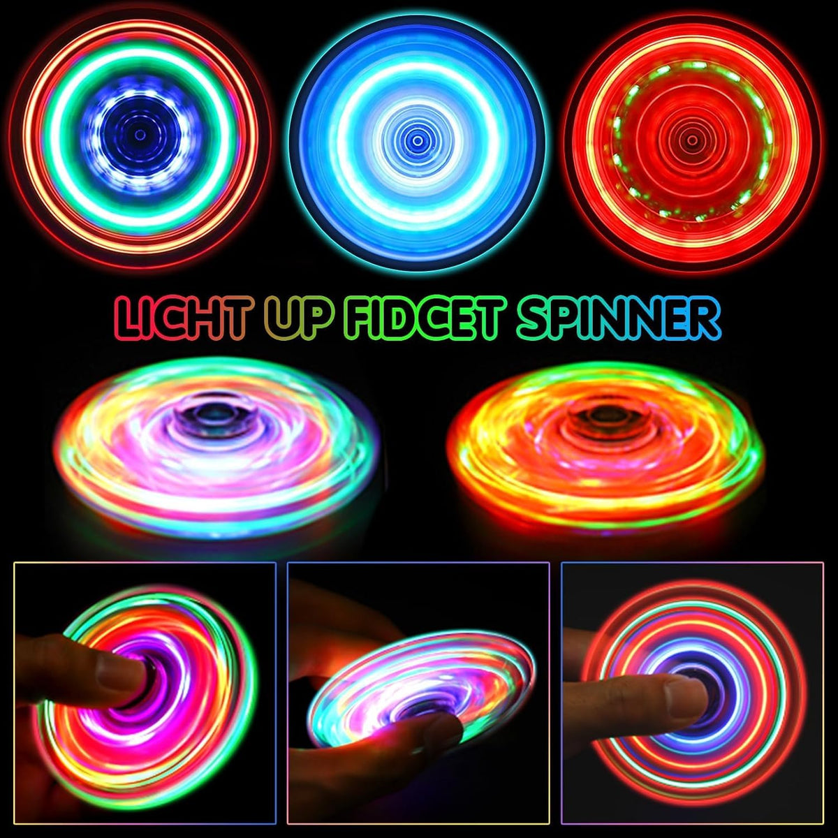 Gigilli Fidget Spinners for Kids 2 Pack - Green&bule - image 2