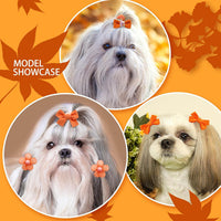 20Pcs Brown Dog Hair Bows with Rubber Bands for Small Medium Dogs – Essentials for Dogs - Orange-A326 - image 2
