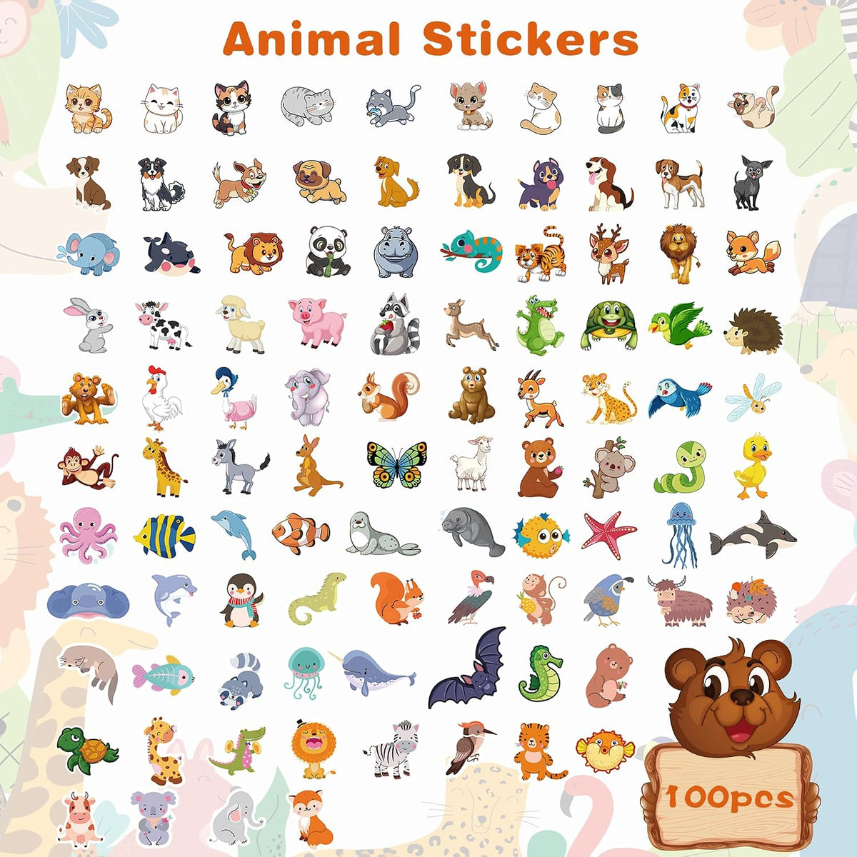 Stickers for Kids, Water Bottle Scrapbook Stickers for Toddlers - Animal - image 2