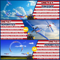 LEAMBE 4 Channel RC Plane, Ready to Fly Aerobatic Aircraft - Blue / Large - image 3