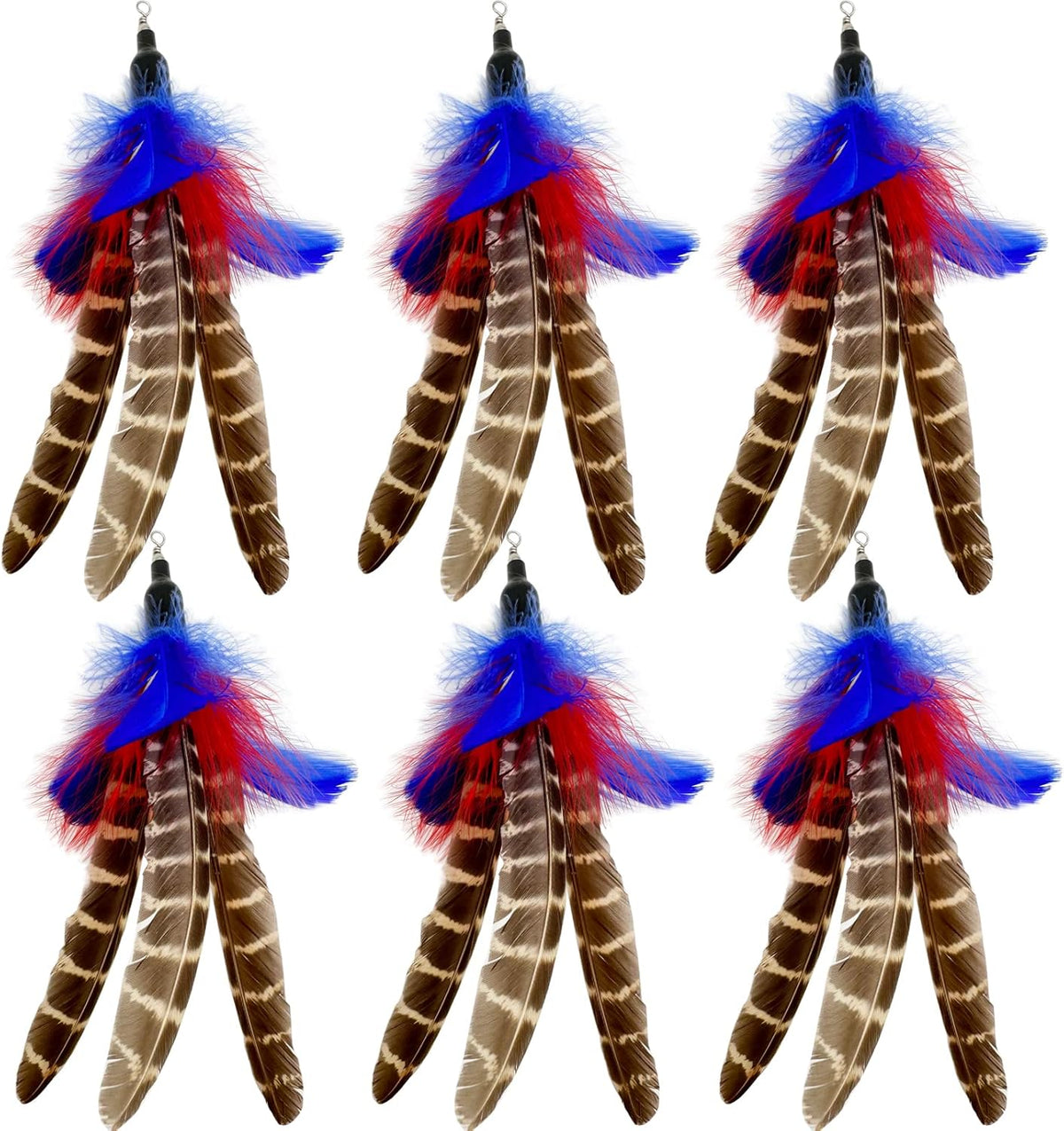 Cat Feather Toys Refills, 6 Pieces Handmade Da Bird Feathers Refill, Cat Wand Replacement Feather - A-6 PCS Feather Refills