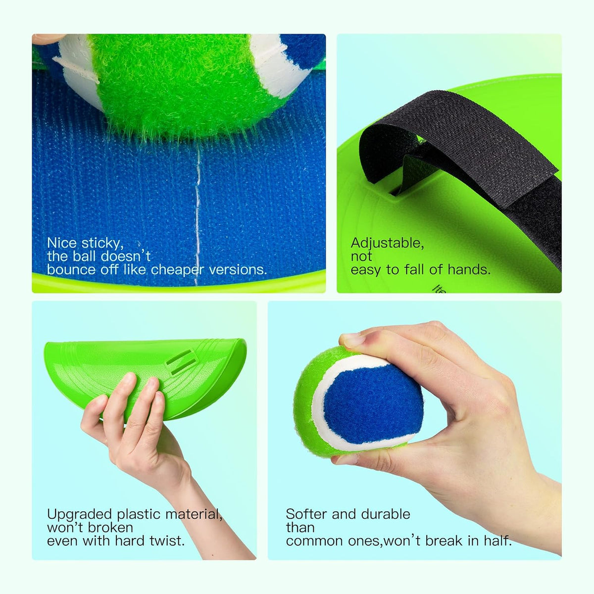 EVERICH TOY Toss and Catch Ball Game Set - Dark Blue Green-a / 2 Paddles 2 Balls - image 4