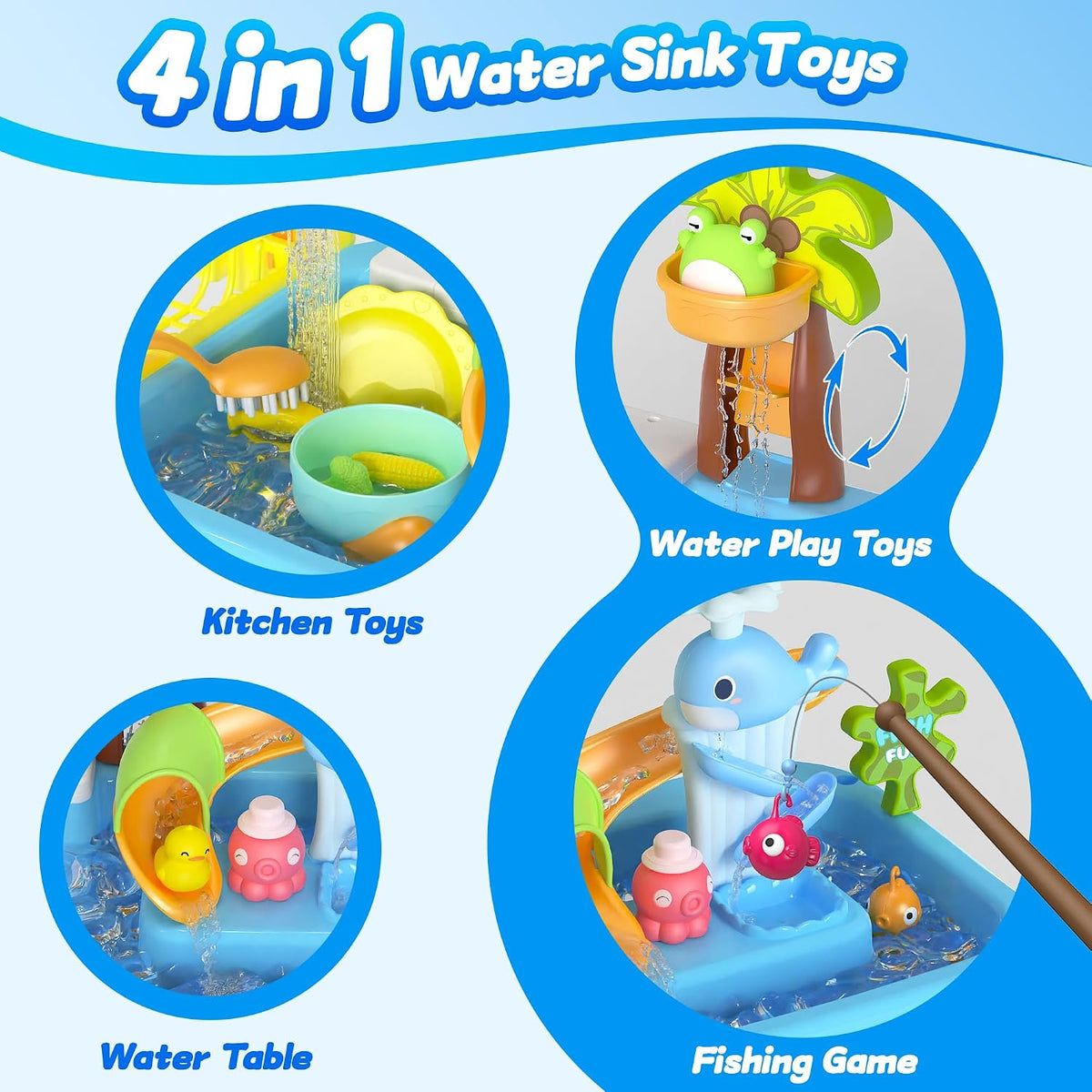 4-in-1 Electric Play Sink Toy - Light Blue - image 2