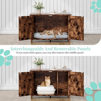 Vongrasig Cat Litter Box Enclosure,Litter Box Furniture Hidden with Barn Door,Wooden Cat Washroom Furniture,Cat House,End Table, Fit Most of Litter Box, Brown