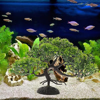 LOGOFUN 4 Pcs Aquarium Bonsai Tree Artificial Water Plant Fish Tank Decorations (Deep Green)