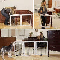 ZJSF Freestanding Panel Dog Gate for Indoor, Doorways,Stairs, or Hallways,Foldable Wooden White Pet Gates for House,Pet Gate for Dogs,Dog Fence, Puppy Gate,Support Feet Included,24 "Height-3 Panels