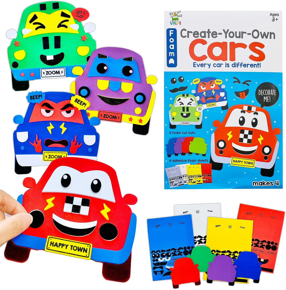 VKPI 4 Butterflies Foam Art Crafts Gift Kit - Cars