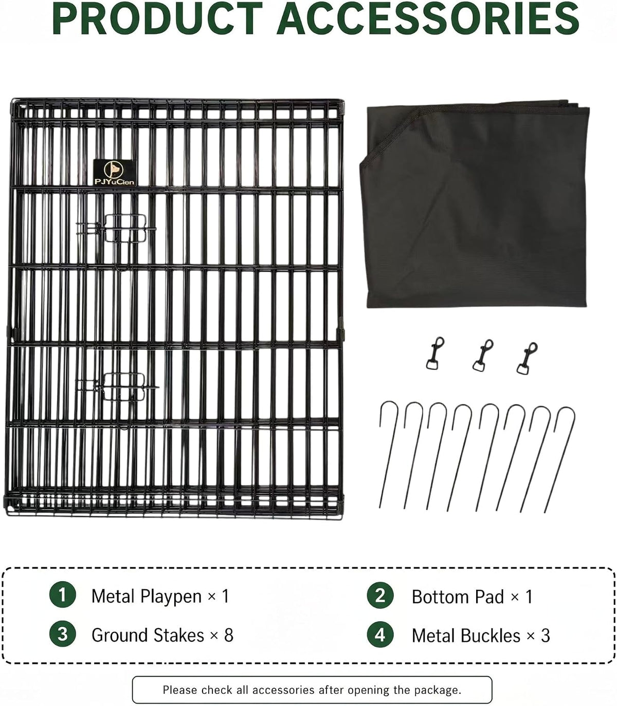 Puppy Playpen with Bottom Pad and Door, 8 Panels 24" H - Black / Small Pen: 30-Inch High / Playpen+Bottom - image 3