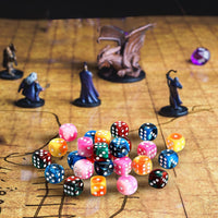 Foilswirl 144-piece 12mm mini dice set in brown, dark red, blue and gray with storage boxes - view 16