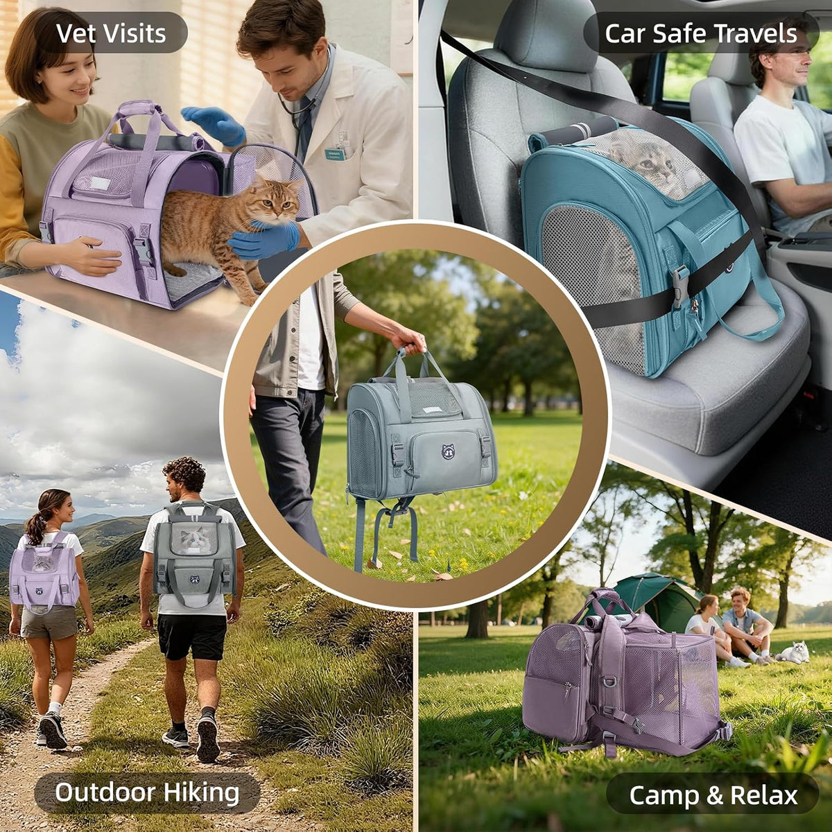 Expandable Large Cat Carrier Backpack, Supports up to – Essentials for Dogs - 16.5"L x 9.0"W x 13.4"H / Plum - image 3