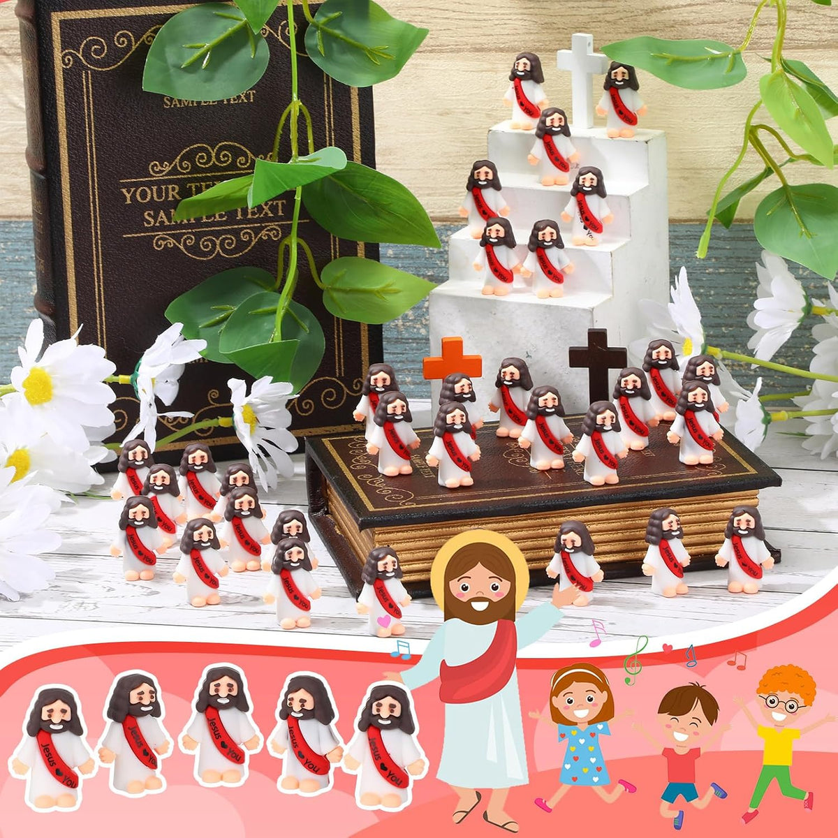 Bememo 50pcs Mini Jesus Loves You Religious Figures - Red - image 3
