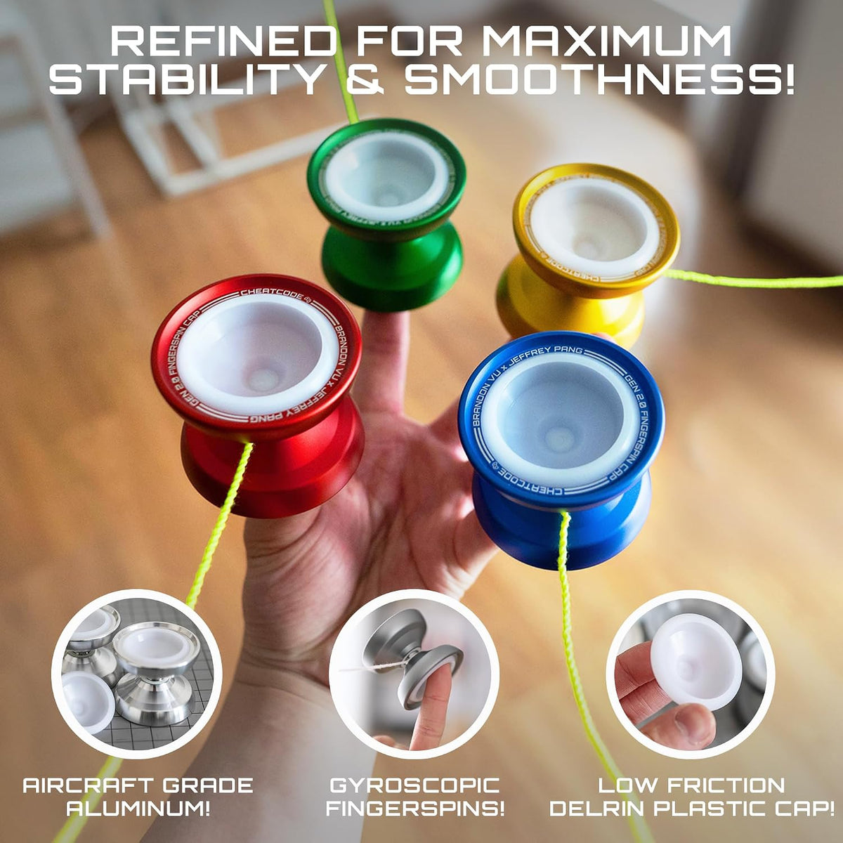 CHEATCODE unresponsive metal yoyo by Brandon Vu with Delrin fingerspin cap - view 8