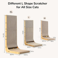 FUKUMARU Cat Scratcher, 26.8 Inch L Shaped Cat Scratch Pad for Indoor Cats – Essentials for Cats - 1 Pack 32.7 in Wood Color - image 4