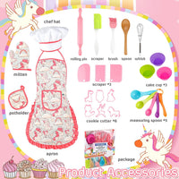 KAEGREEL Kids Baking Chef Set with Unicorn Apron and Mitt - Pink Unicorn Apron +6 Animal Model Cookie Cutters - image 3