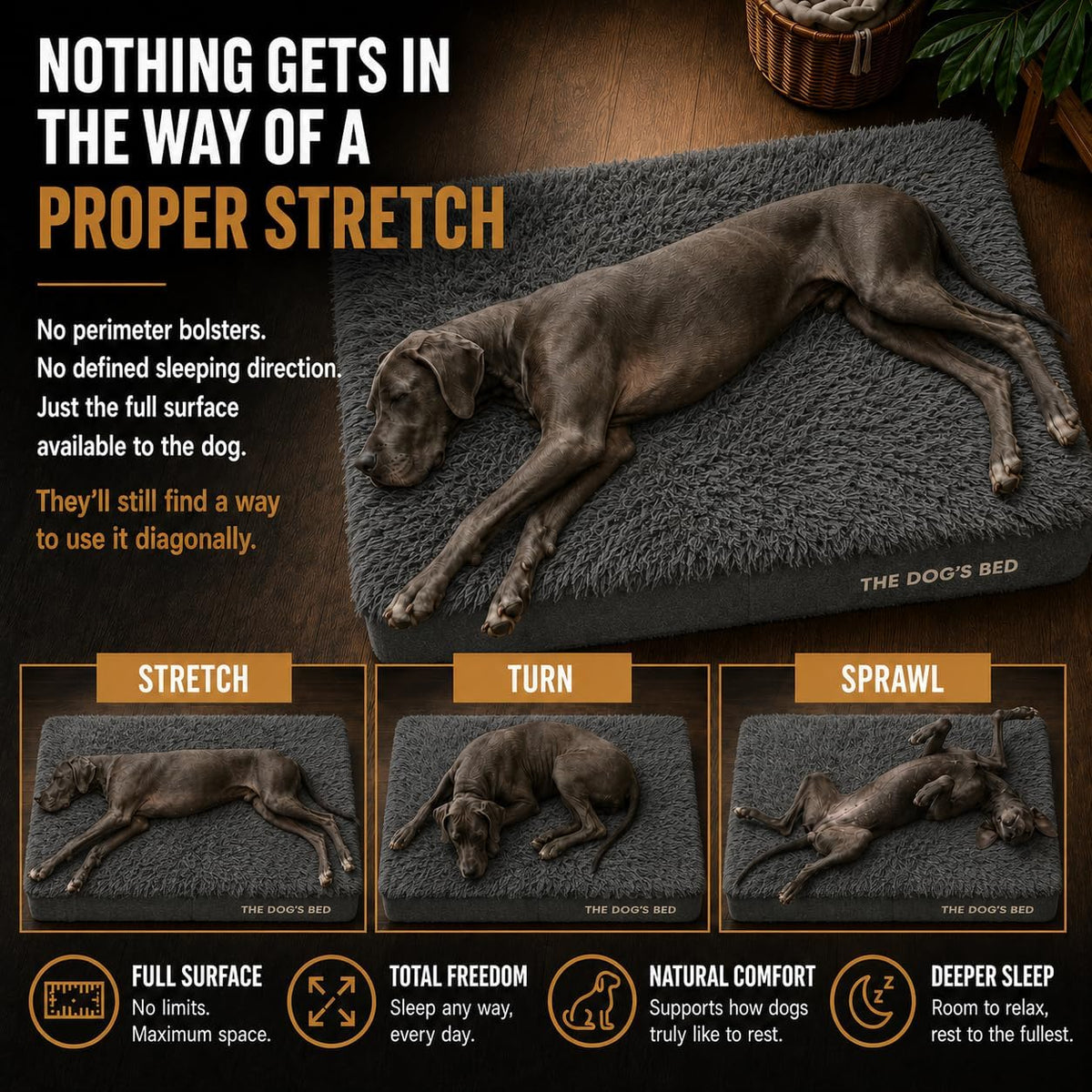 The Dog’s Bed Orthopedic Memory Foam Dog Bed - Grey Fur / XXL Beds (6" deep) - image 3