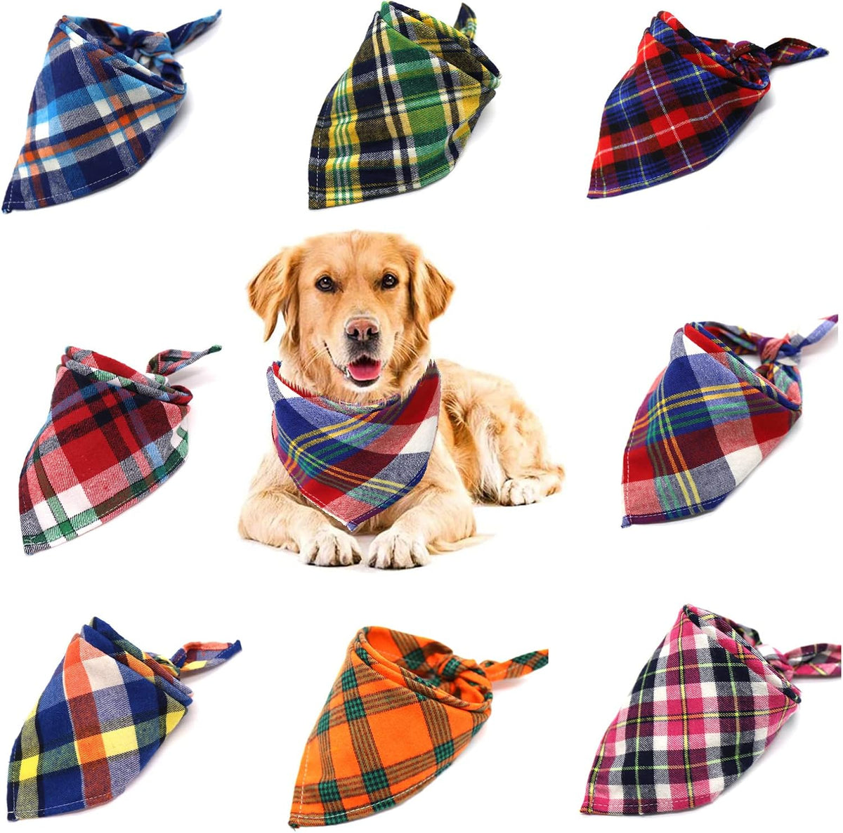 8 Pack Dog Bandanas Large - X-Large(27.6inch)