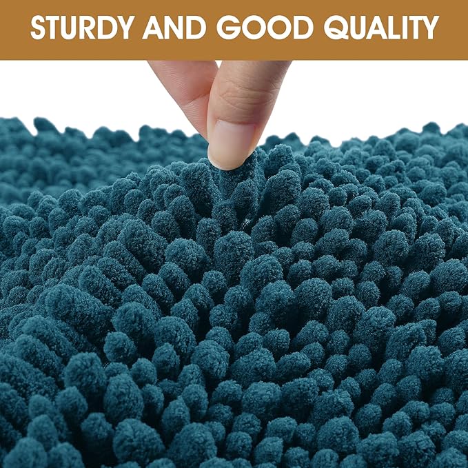 IM HOME 36" x 24" Teal Blue Dog Door Mats for Muddy Paws, Chenille Absorbent Dog Mat, Non Slip Heavy Mud Mat for Dogs, Soft Pet Bed Mat for Entryway, Mud Paws, Inside Floor