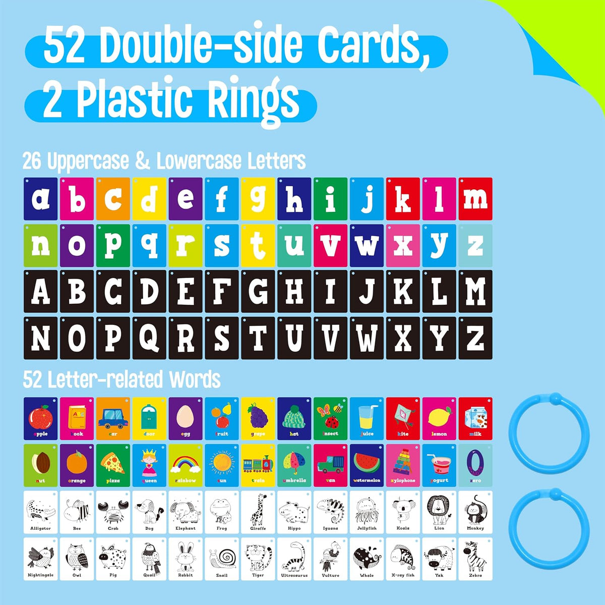 SpriteGru Spanish flashcards for toddlers with colorful cartoon images on rings - view 26