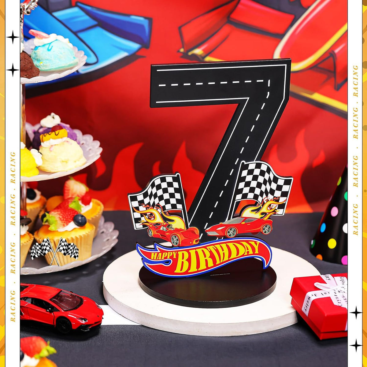 MiniInflat Race Car 5th Birthday Number Sign Centerpiece Race Car - 7th - image 4