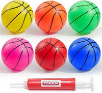 SYNCFUN 6 PCS Mini Basketballs, Inflatable Rubber Ball - Multicolored