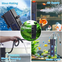 Aquarium Filter Water Flow Adjustable for 20-75 Gallon Fish Turtle Tank 264GPH 4in1 Biochemical Filtration Powerful Submersible Internal Pumps & Filters Keep Freshwater Saltwater Crystal Clear Small