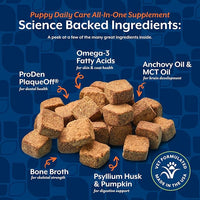 NaturVet All-In-One Puppy Daily Care, 6-In-1 Support Dog Soft Chews to Help Bones, Joints, Digestion, Teeth, Cognition, and More, Hickory Smoked Bacon Flavored Pet Supplement for Puppies, 60 Count Jar