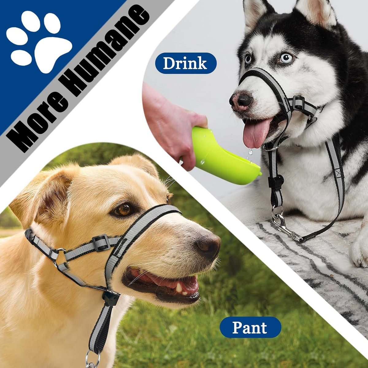Reflective Head Collar, No Pull Collar for Small Medium Dogs – Essentials for Dogs - Black / L (Snout Cir: 9½"-14”) - image 2