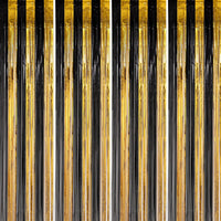 Voircoloria 2 Pack Gold Foil Fringe Backdrop Curtains - Black and Gold / 4