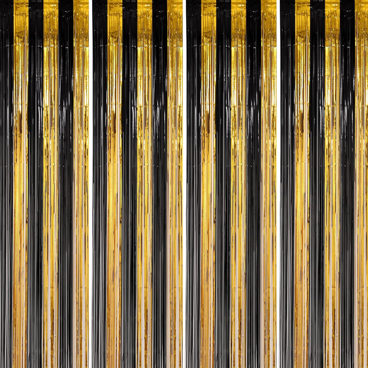 Voircoloria 2 Pack Gold Foil Fringe Backdrop Curtains - Black and Gold / 4
