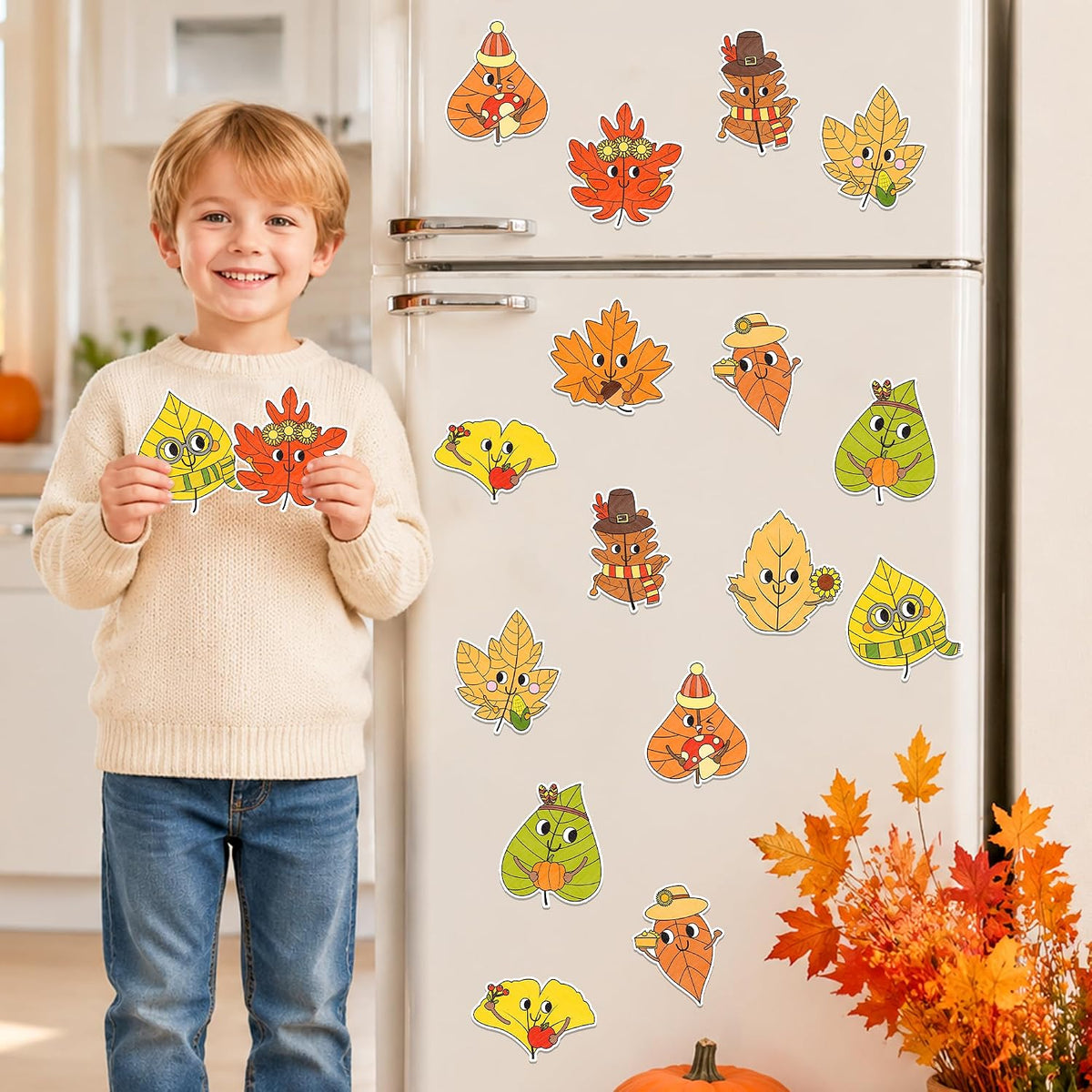 X1zuue fall leaf color your own magnet craft kit, 30 sets with maple and oak leaves - view 40