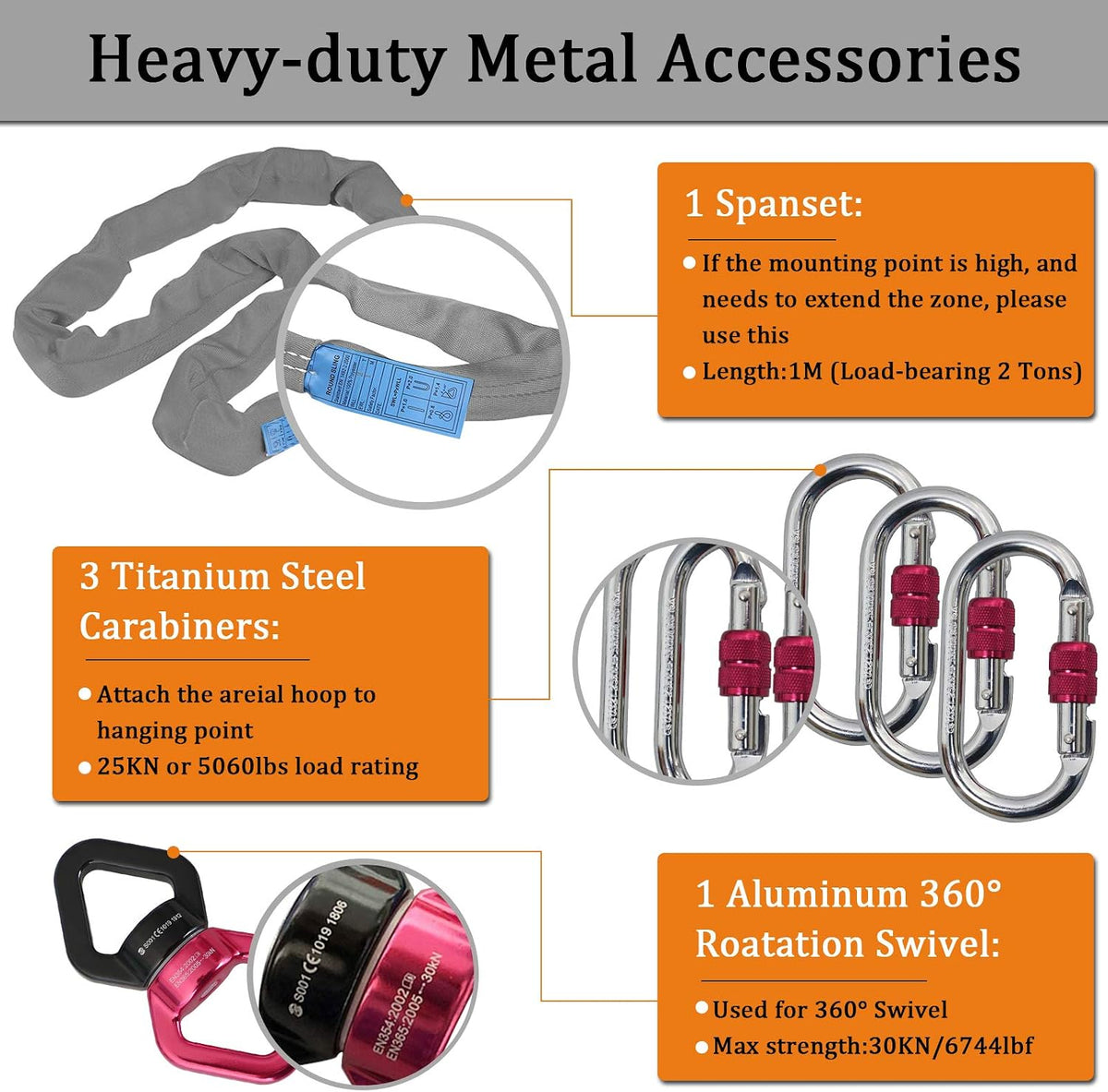 DASKING Professional Aerial Hoop Kit - 85CM/32MM / black,grey,green,pink,steel - image 2