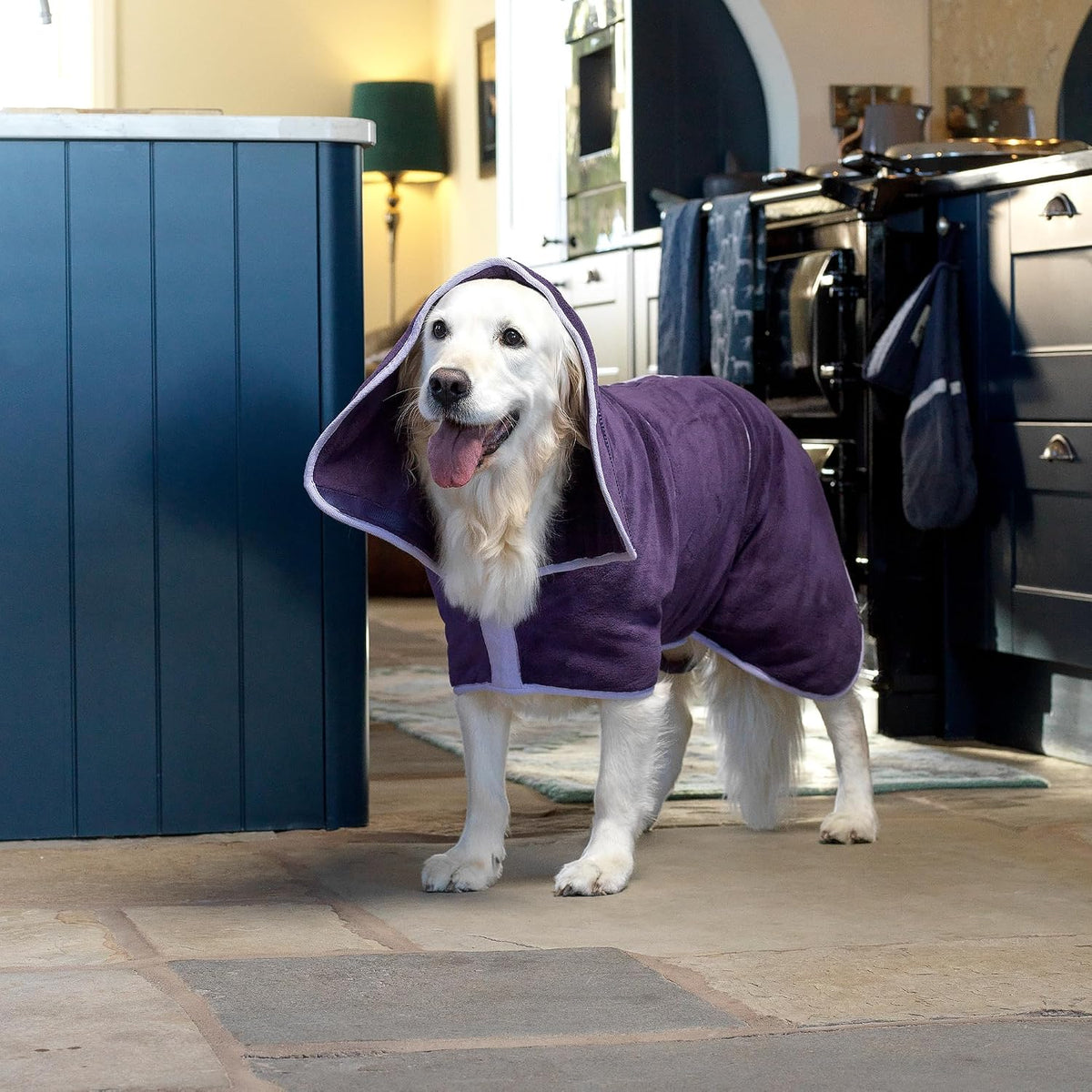 Lucky Pooch Dog Robe, Luxurious Dog Bathrobe - XL / Aubergine - image 2