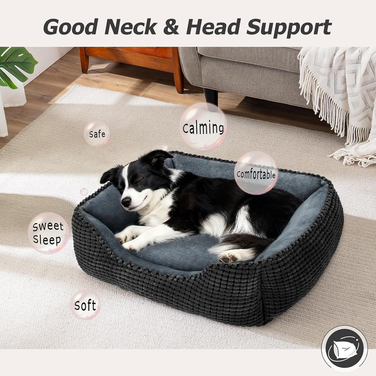 MIXJOY Dog Bed for Large Medium Small Dogs - Black / M(25’’x 21’’x 8’’) - image 4