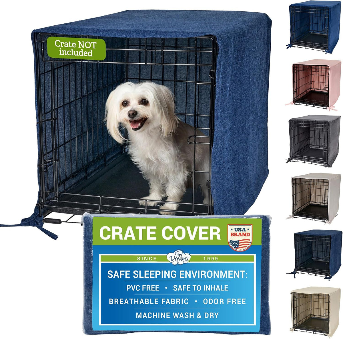 Pet Dreams Dog Crate Cover, 30" - Denim Blue / 24.0"L x 18.0"W x 19.0"H