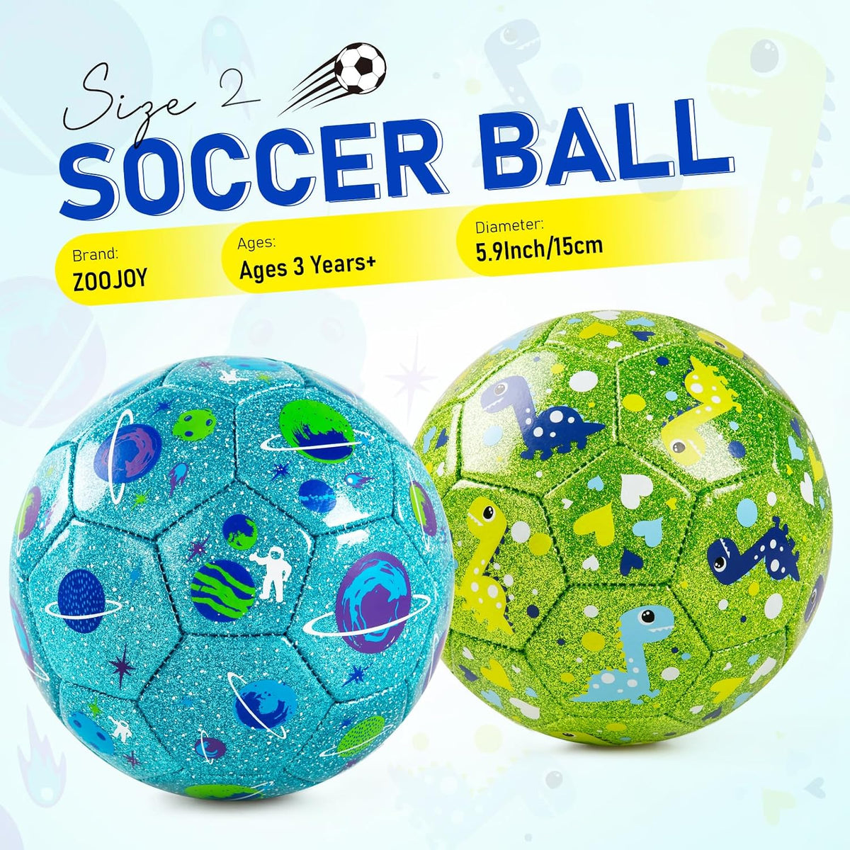 ZOOJOY size 3 kids soccer ball with pink unicorn glitter design - view 9