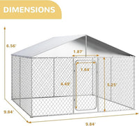 Outdoor Dog Kennel with Cover, Large Dog Run Fence House Big Cage Pen Enclosure, Heavy Duty Dogs Play Cage Pen Kennel (118" L x 118" W x 83" H)
