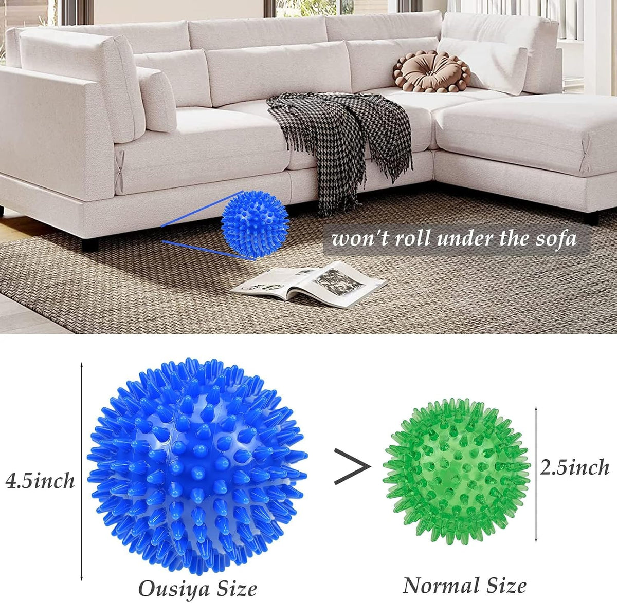 Dog Balls 4.5” Squeaky Dog Toys Spikey Ball for Aggressive Chewers - 4.5 Set of 2 - image 2