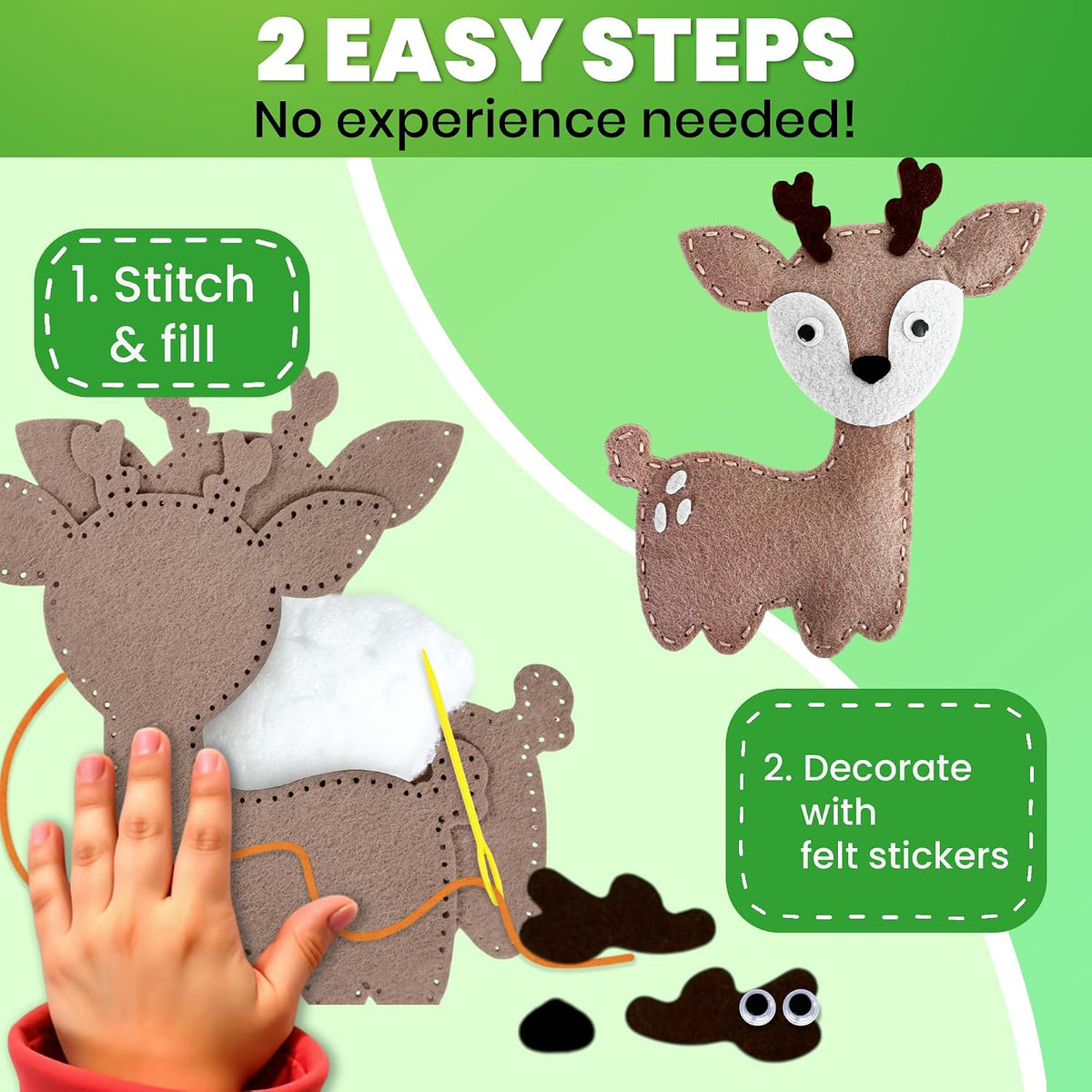 QUOKKA kids sewing kit with 12 felt toy projects and storage box - view 12