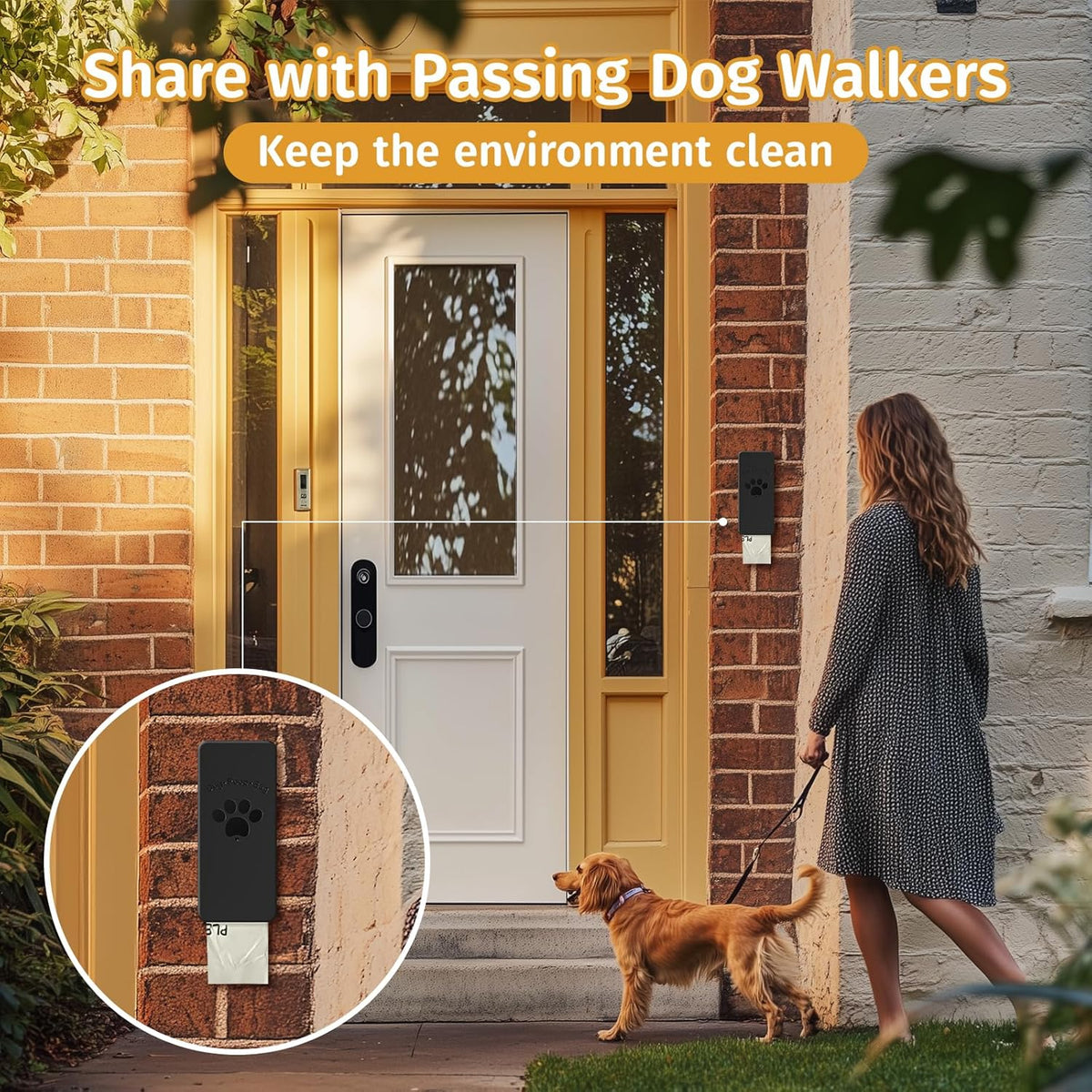 Dog Poop Bag Dispenser, Wall-Mounted Dog Bag dispenser Outdoor or Indoor for Doggy and Pets, Black - Black - image 4
