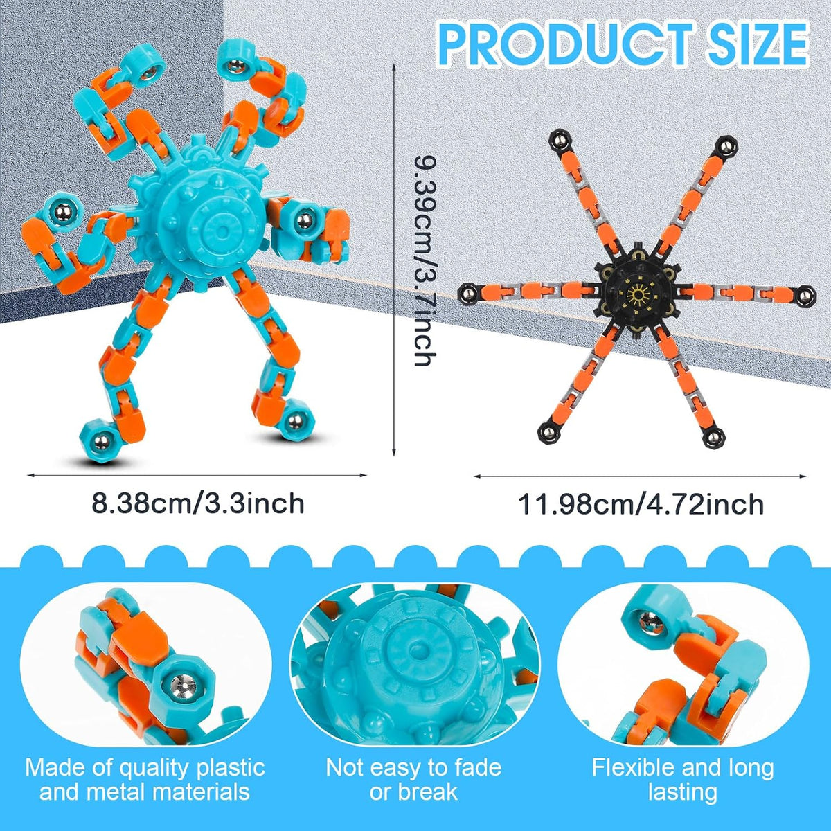 Junkin transformable fidget spinners in white, orange, green and blue - view 13