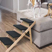 BRIKY 2-in-1 Dog Stairs/Ramp with 4 Steps, Foldable Dog Stairs for High Beds Cars Couch, Durable Wooden Pet Stairs for Small Medium Large Dogs, No Assembly Required