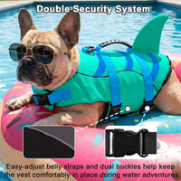 Fragralley Shark Dog Life Jacket - Large / Shark-Green+Blue - image 2