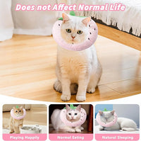 Soft Cat Cone Collar, Cute Cat Recovery Collar Suitable for Small, Medium, Large Cats,Elizabethan Neck Collar for Cats After Surgery (Strawberry, Small)