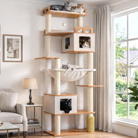 Modern Cat Tree, 76'' Tall Cat Tower, 3 Big Platform GCT103WB - Earth Brown / 75.98 inches