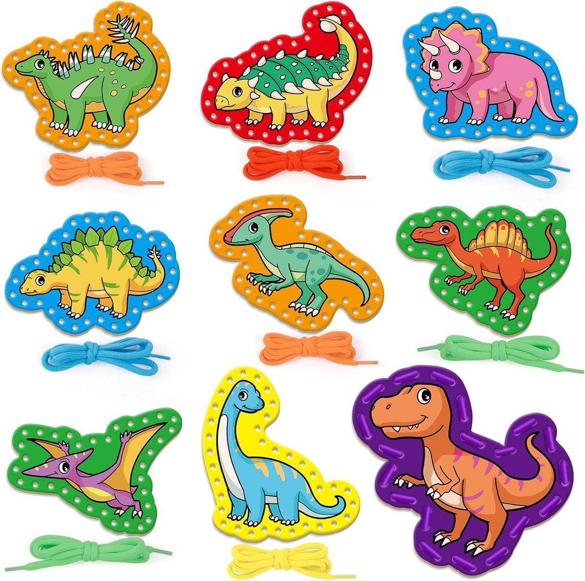 Quilinz lacing cards sewing kit with 9 cards and colorful laces for kids