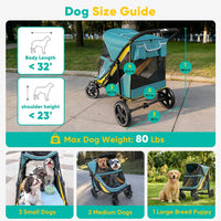 Petbobi Dog Stroller for Large Medium Dogs up to 80 lbs - Green&Yellow - image 2