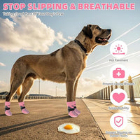 KOOLTAIL Dog Socks for Hot Pavement, Summer Breathable Dog Socks to Prevent Licking Paws, Non Slip Pet Boots & Paw Protectors for Hardwood Floor,Grippy Shoes for Small Medium Large Senior Dogs,Pink XL