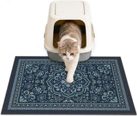 24"x15" Cat Litter Mat Non-Slip Washable Litter Box Mat – Daily Care for Cats - Navy Blue / 24X15in